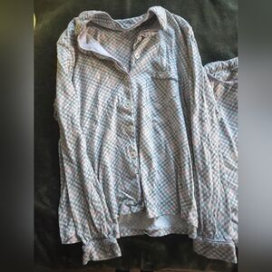 Plaid Button-Up Pajama Set